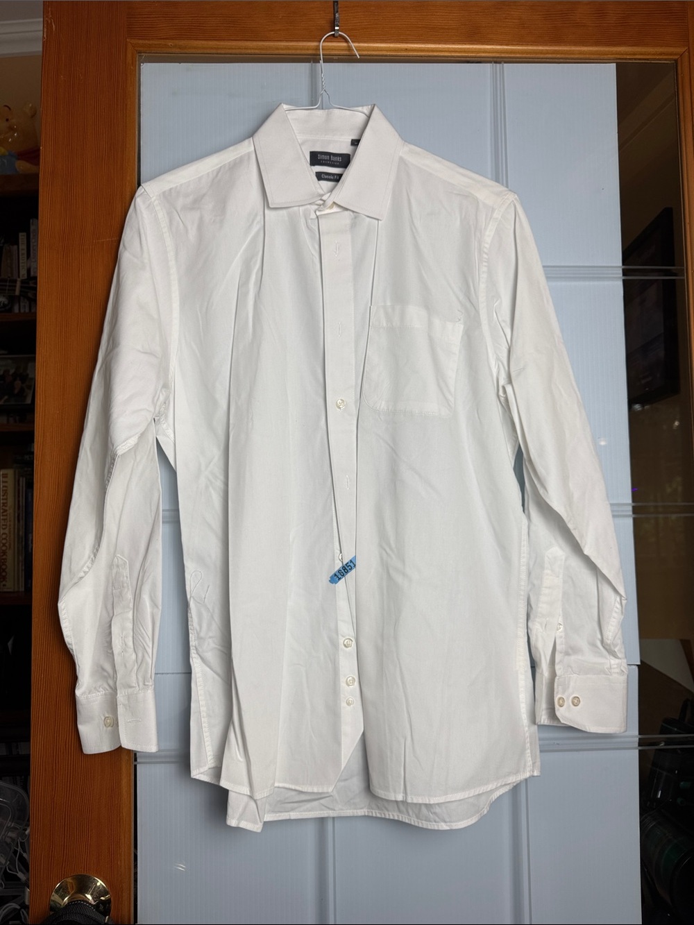 Simon Banks Men's White Long-Sleeve Dress Shirt